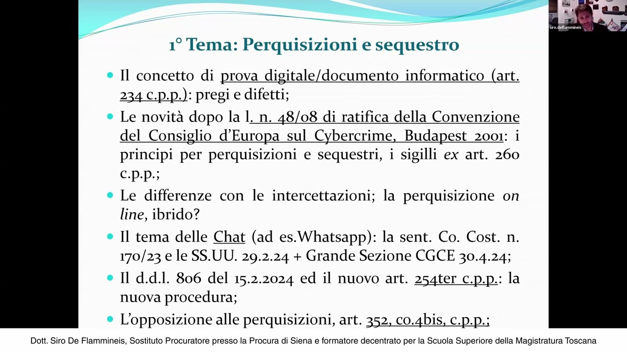 Problematiche attuali della prova digitale